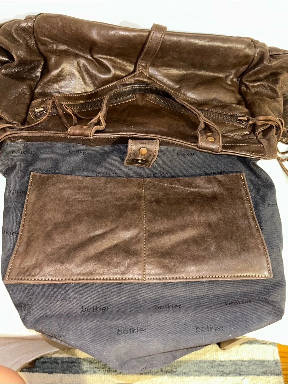 Botkier Dark Brown Leather Hobo with Top Handles and Chain Strap